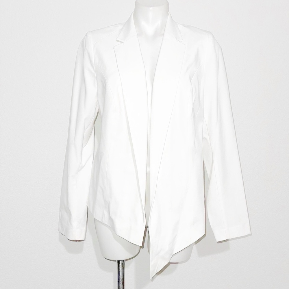 6th & Lane Asymmetric Hem Open Front Blazer in White Size 14 EXCELLENT!